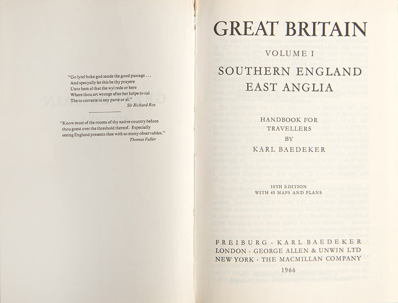 Great Britain was the last of the post-war editions published by Baedeker. The fourth volume on Scotland, though advertised was never published.