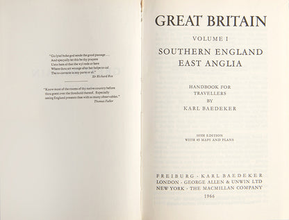 Great Britain was the last of the post-war editions published by Baedeker. The fourth volume on Scotland, though advertised was never published.