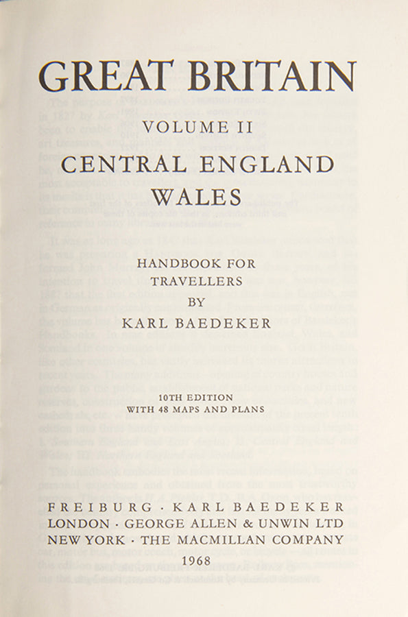 Great Britain was the last of the post-war editions published by Baedeker. The fourth volume on Scotland, though advertised was never published.