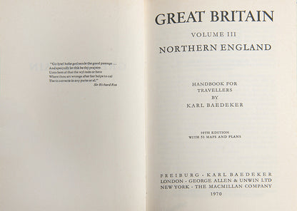 Great Britain was the last of the post-war editions published by Baedeker. The fourth volume on Scotland, though advertised was never published.