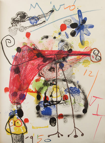 Limited edition of Parler Seul Poeme by Tristan Tzara with an additional lithograph by Joan Miro heightened and signed by the artist.