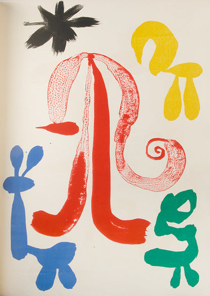 Limited edition of Parler Seul Poeme by Tristan Tzara with an additional lithograph by Joan Miro heightened and signed by the artist.