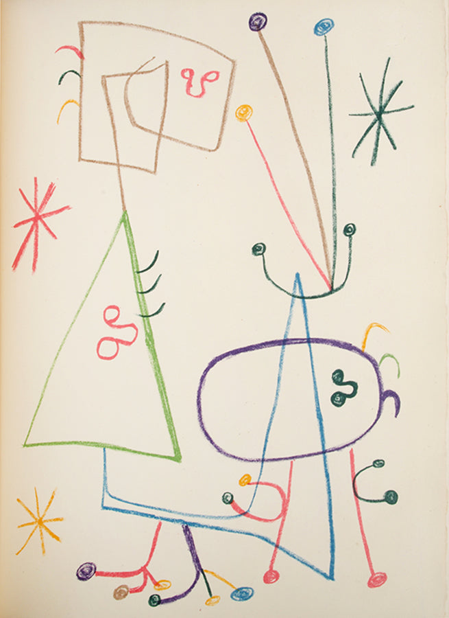 Limited edition of Parler Seul Poeme by Tristan Tzara with an additional lithograph by Joan Miro heightened and signed by the artist.
