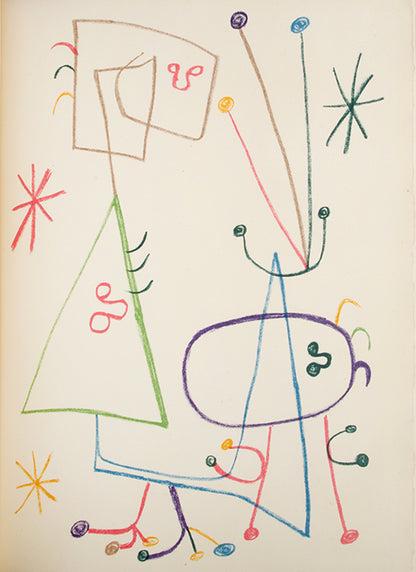 Limited edition of Parler Seul Poeme by Tristan Tzara with an additional lithograph by Joan Miro heightened and signed by the artist.