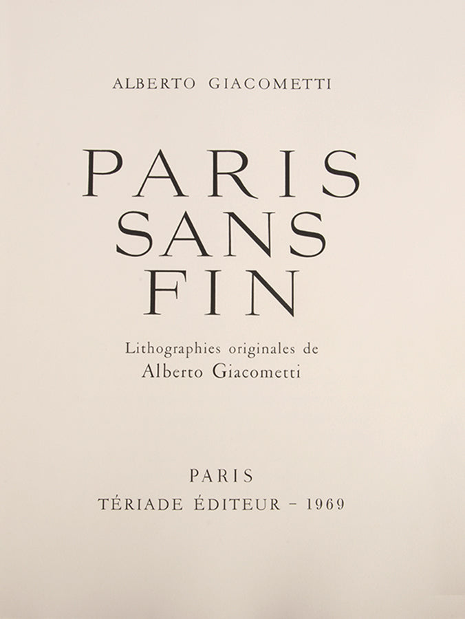 The first edition of Paris sans Fin, Giacometti's testament to art and modern life in his beloved city. 
