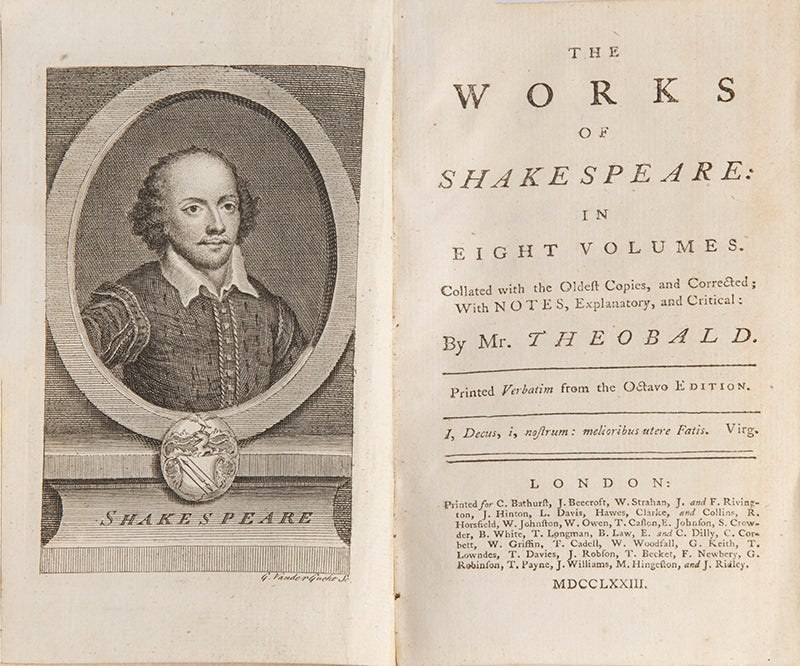 A beautifully illustrated eight-volume edition of The Works of Shakespeare, edited by the literary critic Lewis Theobald