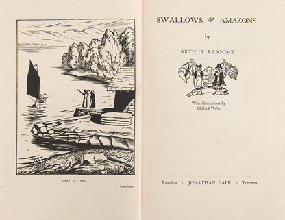 The first illustrated edition of Swallows and Amazons by Arthur Ransome, with illustrations by Clifford Webb
