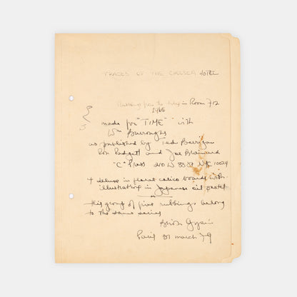 One of only five rubbings made by Brion Gysin and William S. Burroughs of the bathroom tile in room 712 of the Chelsea Hotel, signed and dated 1965 by Gysin.