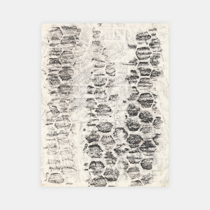 One of only five rubbings made by Brion Gysin and William S. Burroughs of the bathroom tile in room 712 of the Chelsea Hotel, signed and dated 1965 by Gysin.