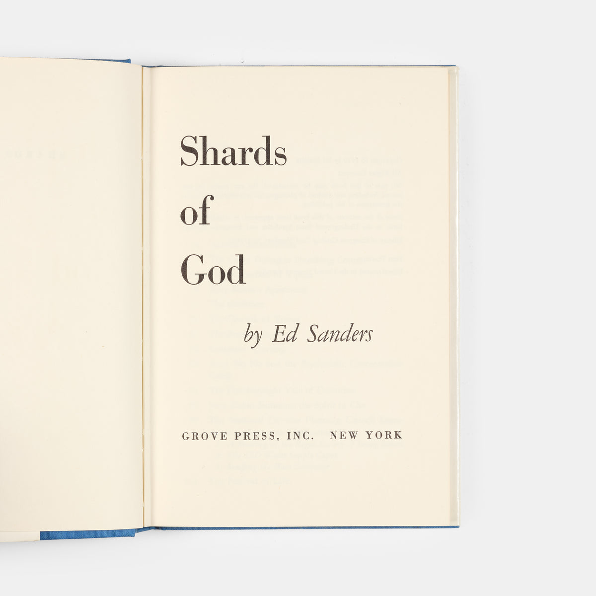 First edition of Shards of God by Ed Sanders.