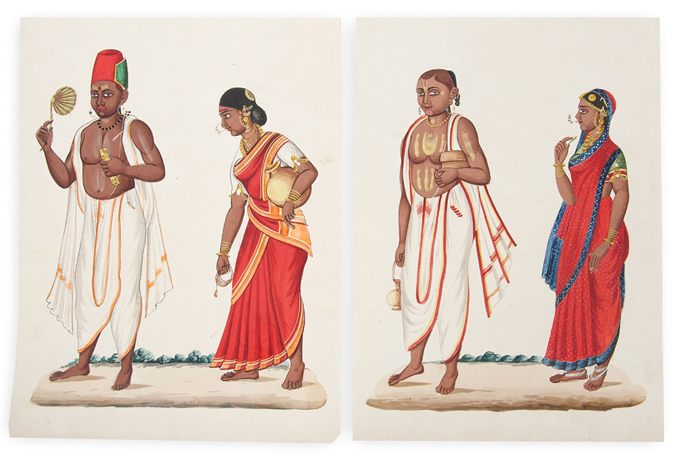 Two company school illustrations for south india, tanjore in 1823 and 1825.