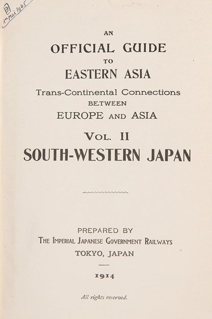 An Official Guide to Eastern Asia.. Vol III. North-Eastern Japan.
