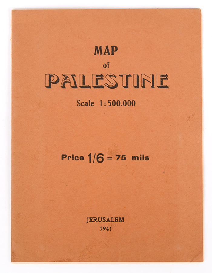 Scarce WWII-era colour physical map of Palestine, published by Steimatzky. Folding map in its original wrappers.