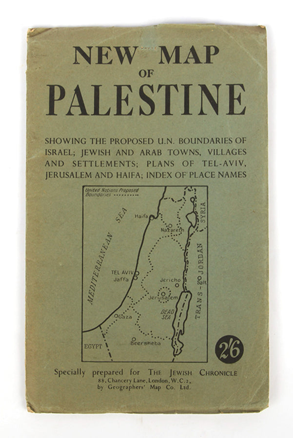 Rare early map of the young state of Israel published by the London-based periodical, The Jewish Chronicle showing Israel's proposed borders.