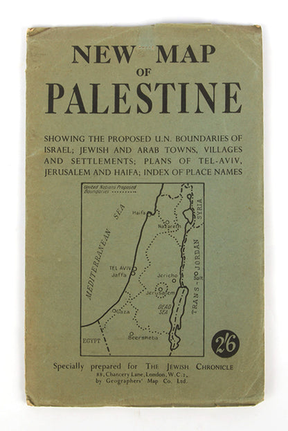 Rare early map of the young state of Israel published by the London-based periodical, The Jewish Chronicle showing Israel's proposed borders.