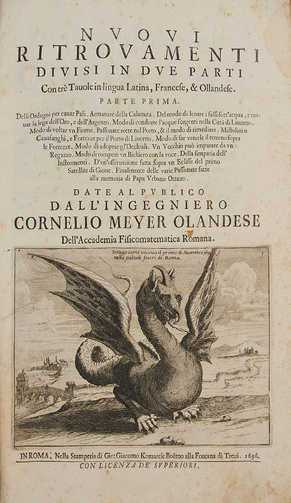 First editions of Cornelis Meijer's L'Arte Di Rendere I Fiumi Navigabili and Nuovi ritrovamenti (part 1 only), with 120 total engrave plates.