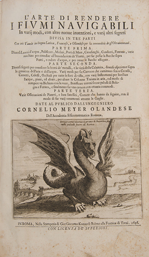 First editions of Cornelis Meijer's L'Arte Di Rendere I Fiumi Navigabili and Nuovi ritrovamenti (part 1 only), with 120 total engrave plates.