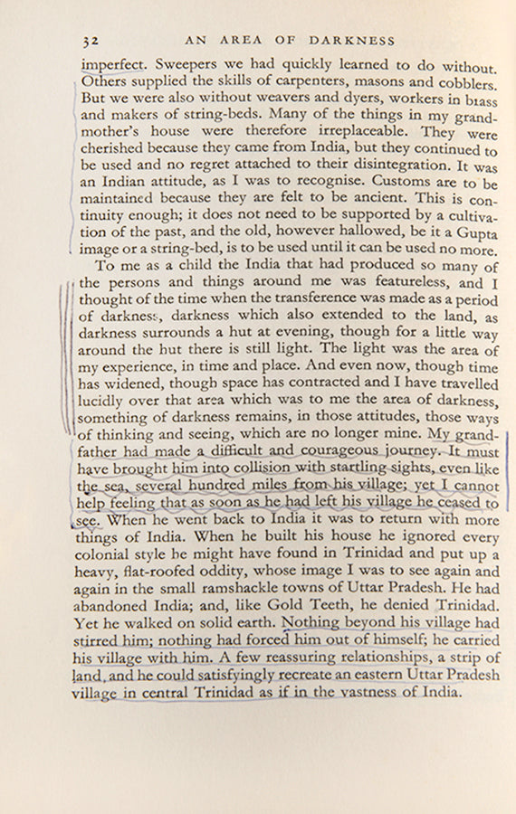 First edition of An Area of Darkness by V.S. Naipaul, 1964.