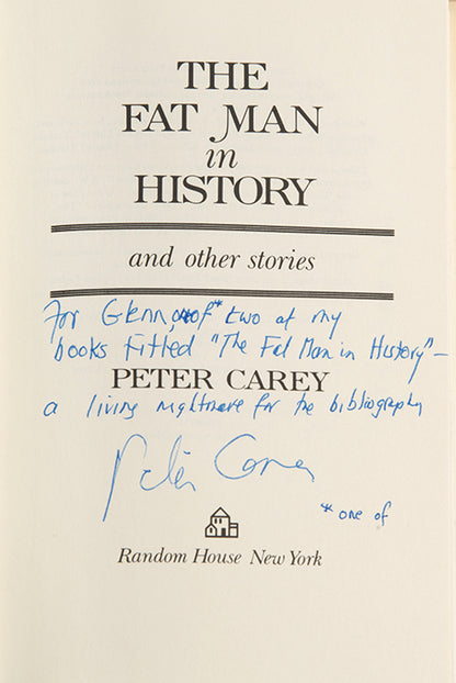 First US edition of The Fat Man in History by Peter Carey, Signed, 1980.