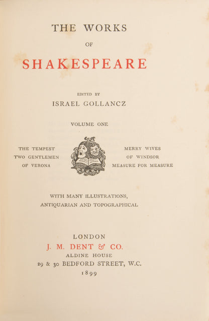 Charmingly bound set of Gollancz's Larger Temple Shakespeare, with numerous illustrations.