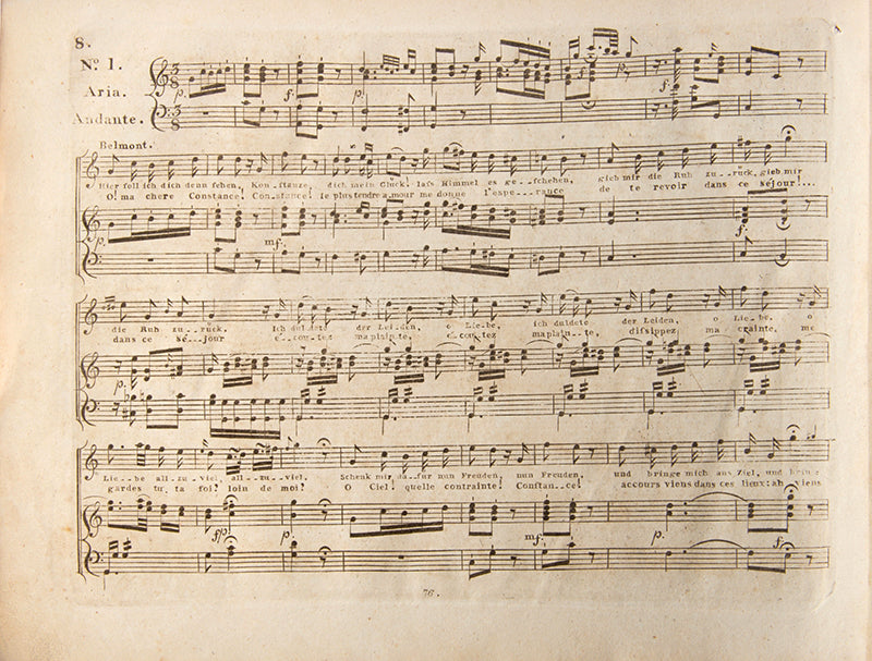 The Abduction from the Seraglio; is a singspiel in three acts by Wolfgang Amadeus Mozart. The German libretto is by Gottlieb Stephanie. harpsichord score