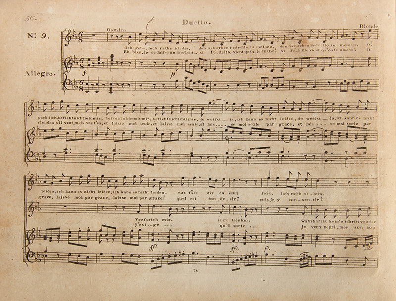 The Abduction from the Seraglio; is a singspiel in three acts by Wolfgang Amadeus Mozart. The German libretto is by Gottlieb Stephanie. harpsichord score