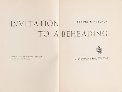 First English edition of Invitation to a Beheading by Vladimir Nabokov, 1959.