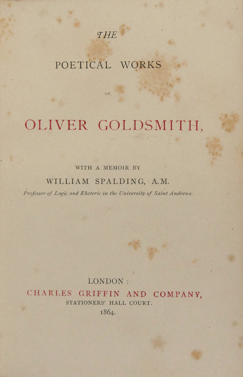 A sweet copy of Goldmisth's poetical works in full green morocco, including his most famous narrative poems.