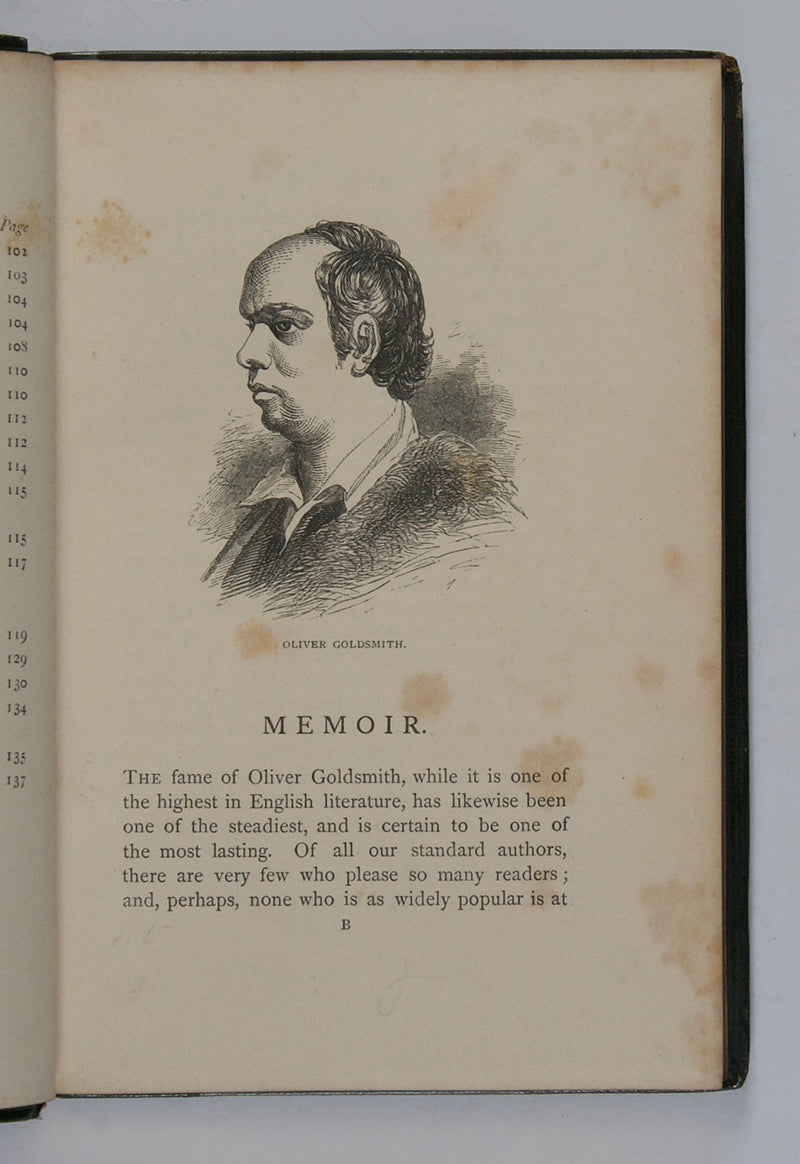 A sweet copy of Goldmisth's poetical works in full green morocco, including his most famous narrative poems.