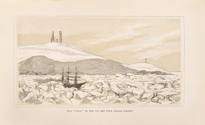First English edition of Nordenskiöld's Voyage round Asia and Europe by A. Hovgaard, the narrative of the  the first Arctic expedition to navigate through the Northeast Passage and the first voyage to circumnavigate Eurasia.