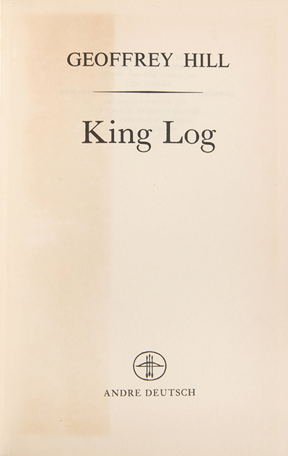 The first edition of Geoffrey Hill's second major poetry collection with a beautifully illustrated dustjacket.
