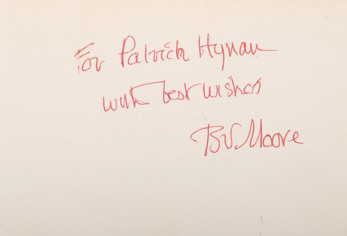 A first edition signed by the author of Brian Moore's award winning novel, with cover designed by Janet Halverson.