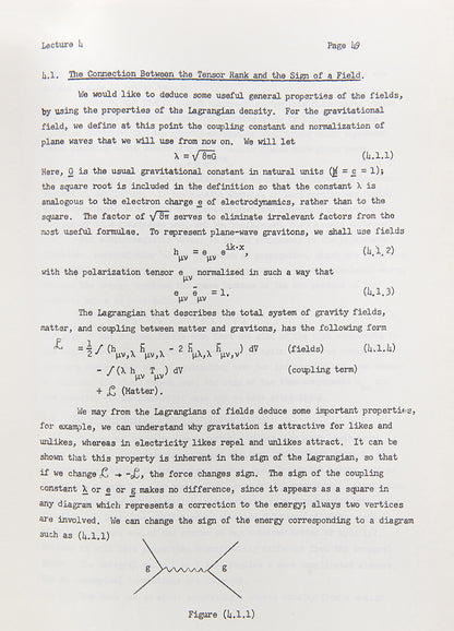 Early Xerox'd copy of Richard Feynman's important Lectures on Gravitation originally published as a mimeograph by the Caltech bookstore in 1963. 