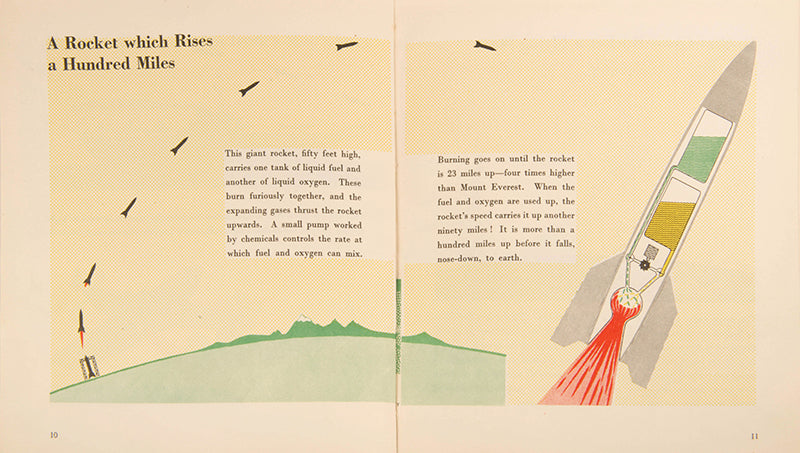 First edition of the children's book Rockets and Jets by graphic design pioneer Marie Neurath, in the rare dust jacket.