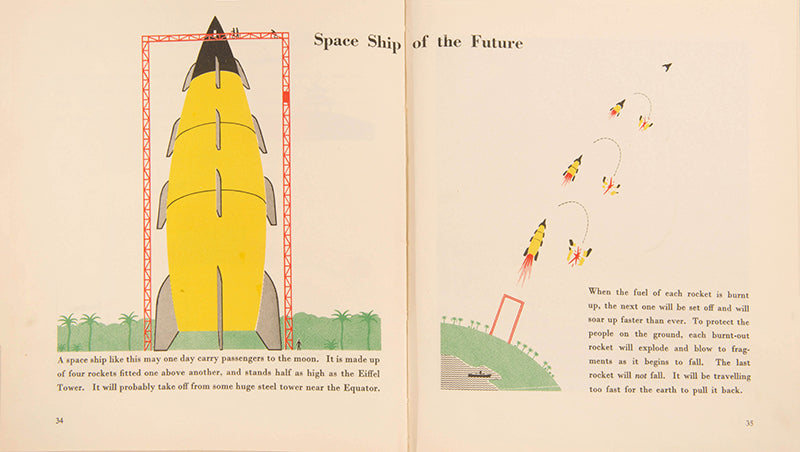 First edition of the children's book Rockets and Jets by graphic design pioneer Marie Neurath, in the rare dust jacket.