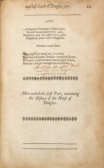 A rare survival from the library of Adam Smith, being the first edition of David Hume of Godscroft's History of the Houses of Douglas and Angus