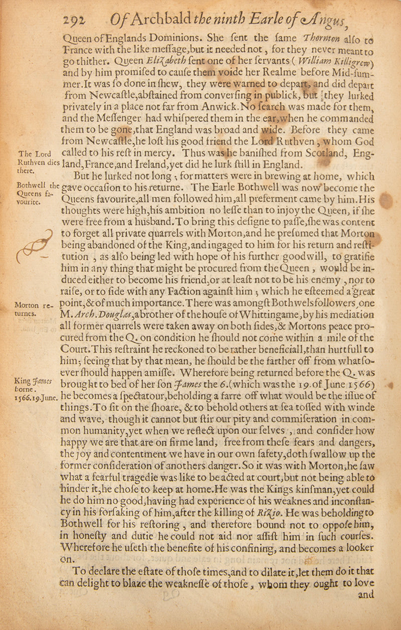 A rare survival from the library of Adam Smith, being the first edition of David Hume of Godscroft's History of the Houses of Douglas and Angus