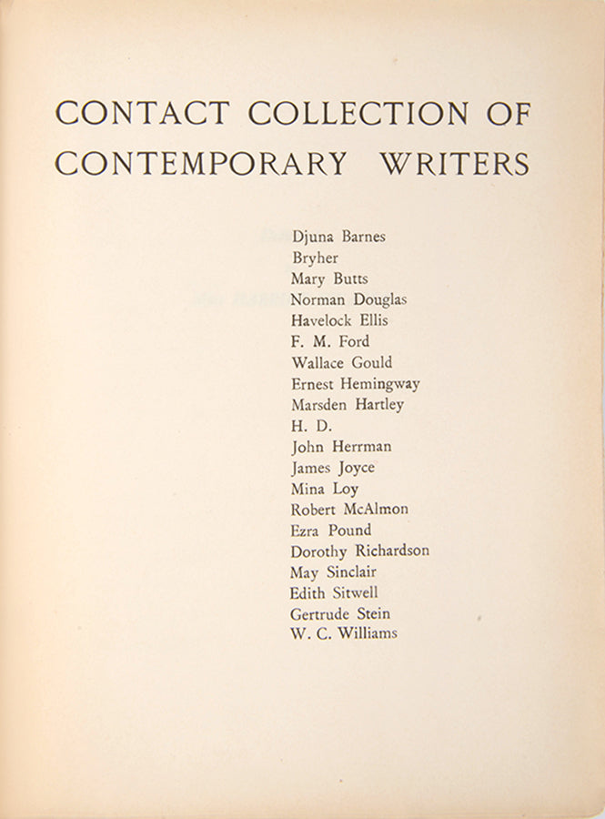 First edition of Contact Collection of Contemporary Writers, with contributions by James Joyce and Gertrude Stein.