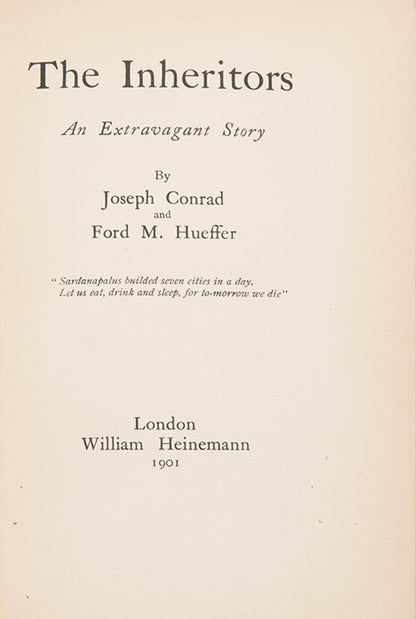 First edition of The Inheritors by Joseph Conrad and Ford M Hueffer.