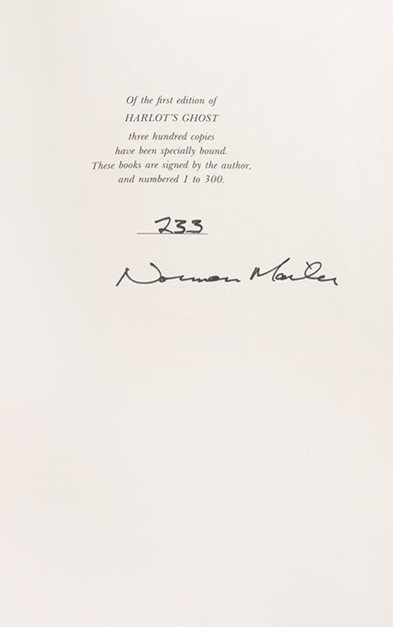 A very good condition special signed edition of Norman Mailer's eleventh and longest novel, Harlot's Ghost.