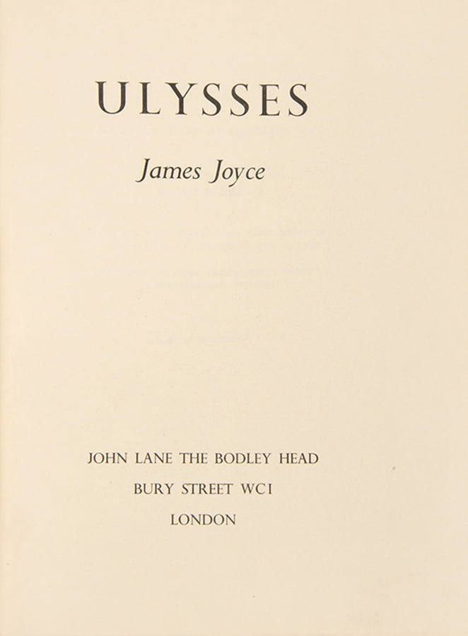 First UK edition of Ulysses by James Joyce, one of 900 copies on Japon vellum.