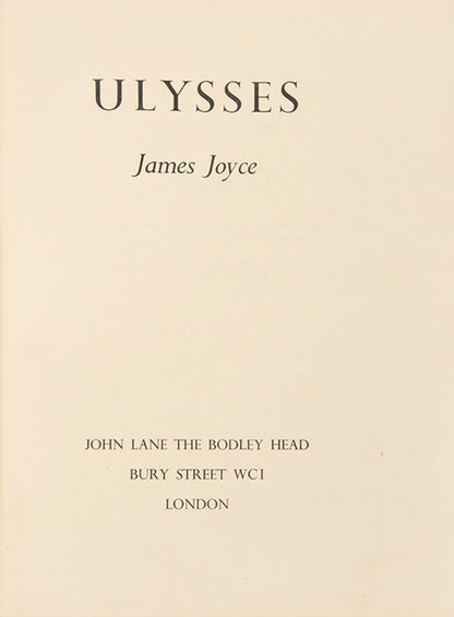 First UK edition of Ulysses by James Joyce, one of 900 copies on Japon vellum.