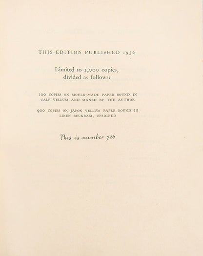 First UK edition of Ulysses by James Joyce, one of 900 copies on Japon vellum.
