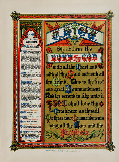 Parallel Bible, lavishly bound in full leather, gilt decoration, containing many explanatory texts and several illustrations and maps