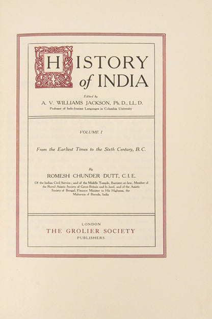 The extra-illustrated "Connoisseur Edition", no. 3 of 200 copies, of History of India edited by Abraham Jackson.