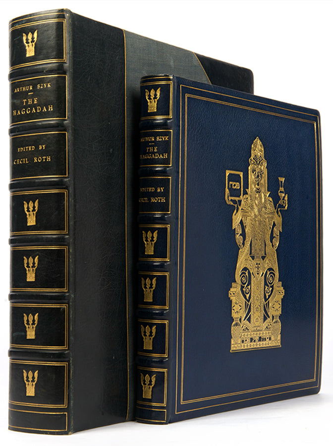 The magnificantly illustrated Haggadah by Arthur Szyk, edited by Cecil Roth, printed on vellum.