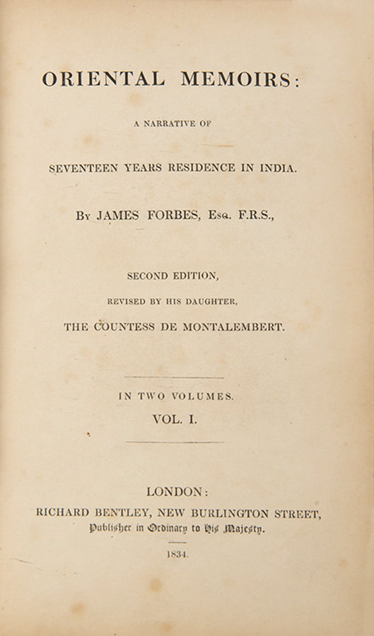 Second edition of James Forbes's Oriental Memoirs, with numerous fine natural history plates by Sir William Hooker.