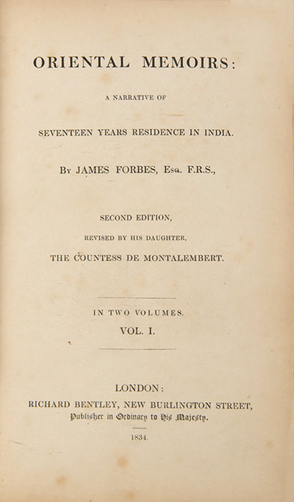 Second edition of James Forbes's Oriental Memoirs, with numerous fine natural history plates by Sir William Hooker.