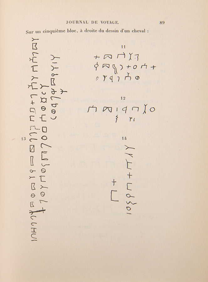 First edition of Charles Huber's Journal d'un Voyage en Arabie, this important journey through Syria and Saudi Arabia, and to Teima (Tayma) to acquire the stnes for France. 