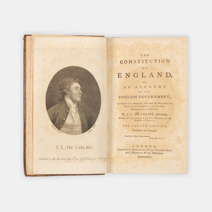 A handsome copy in contemporary tree-calf of Jean-Louis de Lolme's study of The Constitution of England